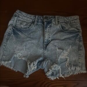 Black Label Light Blue Distressed Jean Shorts